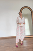Urmi in Fizaa Chikankari Long Kurta in Muslin Cotton for Women- Grey Print